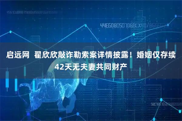 启远网  翟欣欣敲诈勒索案详情披露！婚姻仅存续42天无夫妻共同财产