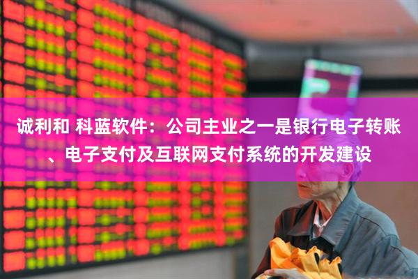 诚利和 科蓝软件：公司主业之一是银行电子转账、电子支付及互联网支付系统的开发建设